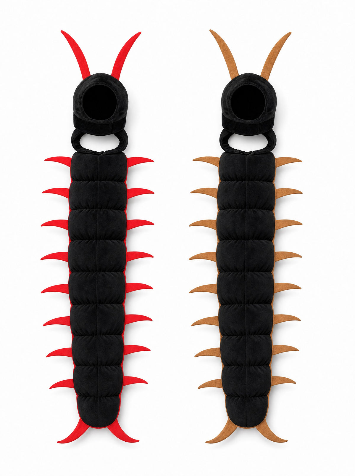 Both Scuttlecat colourways side by side, black with red and black with tan