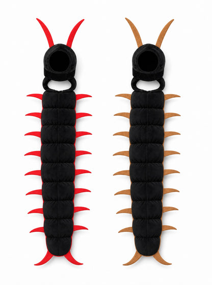 Both Scuttlecat colourways side by side, black with red and black with tan